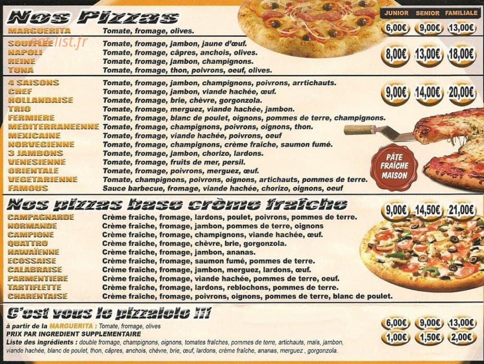 Famous Pizza — carte page 2