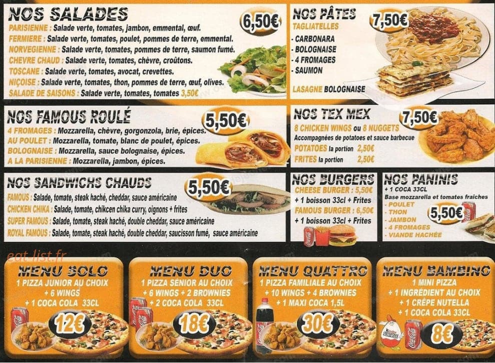Famous Pizza — carte page 3