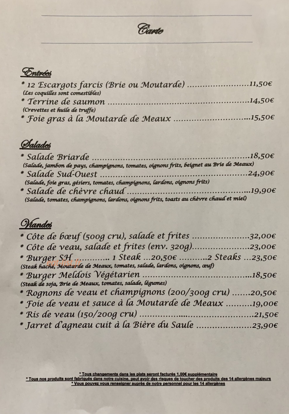 La Maison Meldoise — carte page 1