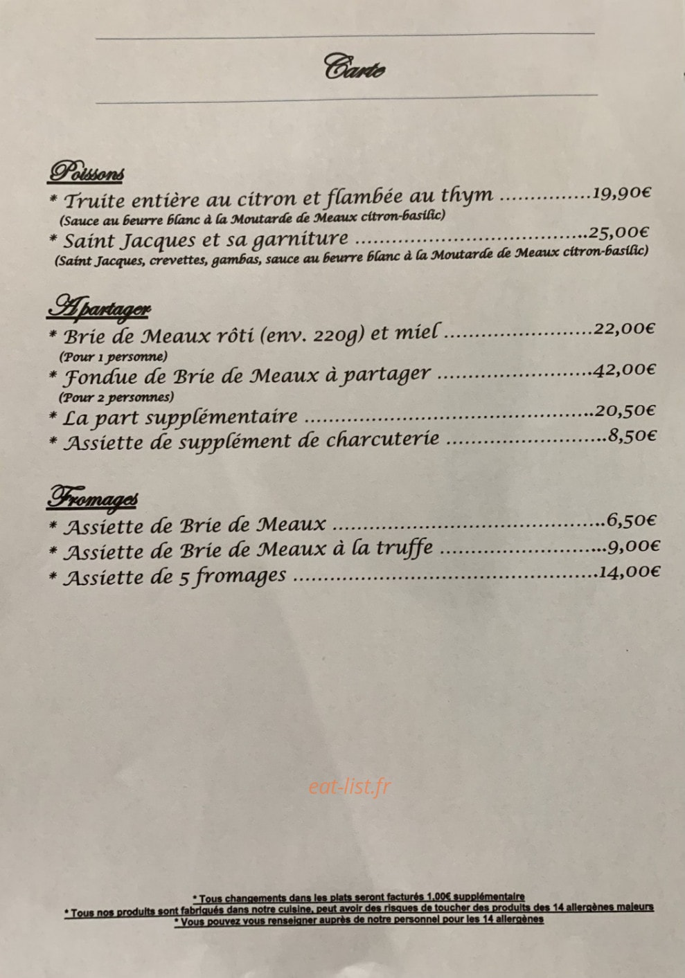 La Maison Meldoise — carte page 2