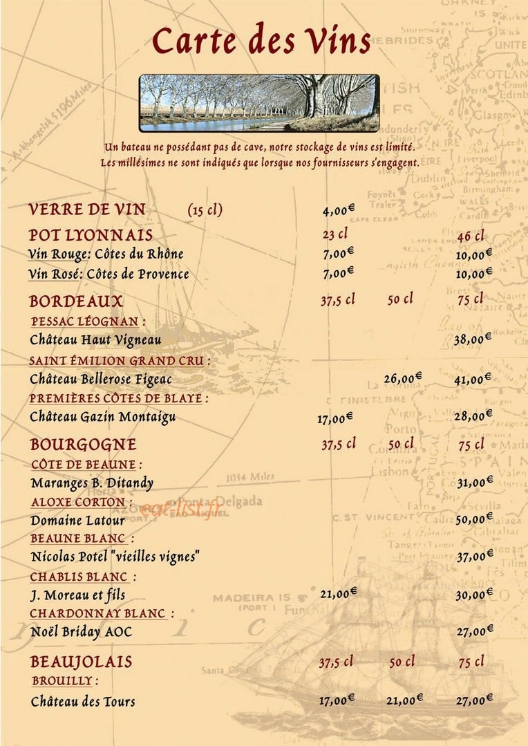 La Péniche — carte page 2