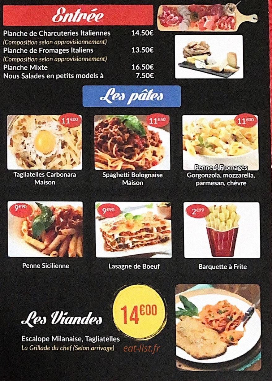 La Pizzata — carte page 1