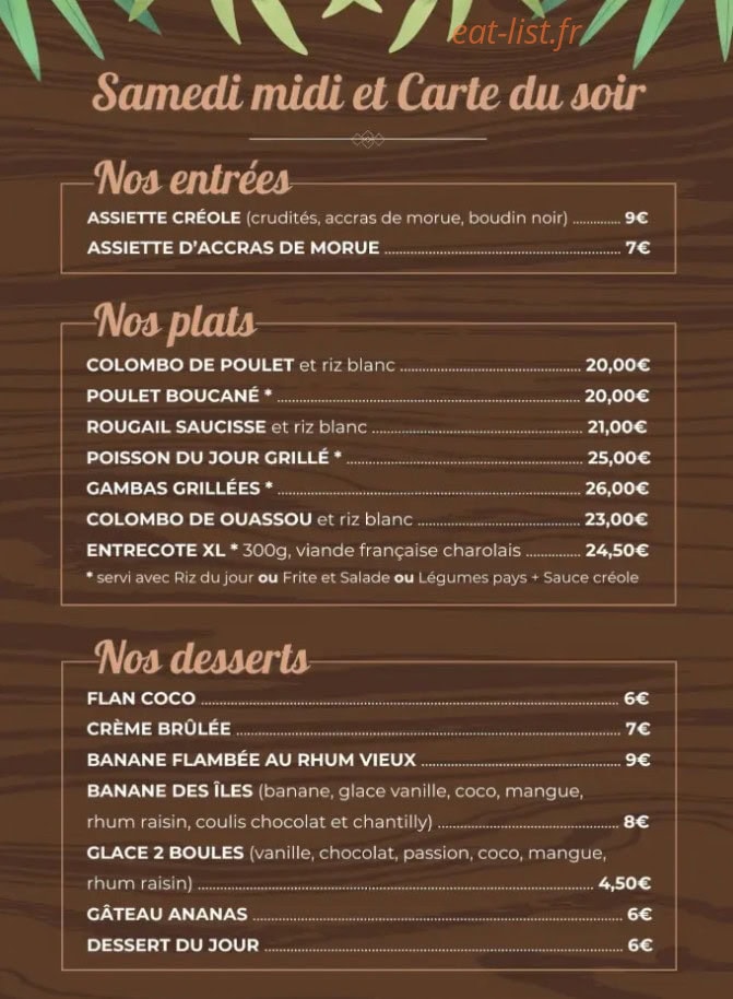 La Table Antillaise — carte page 3