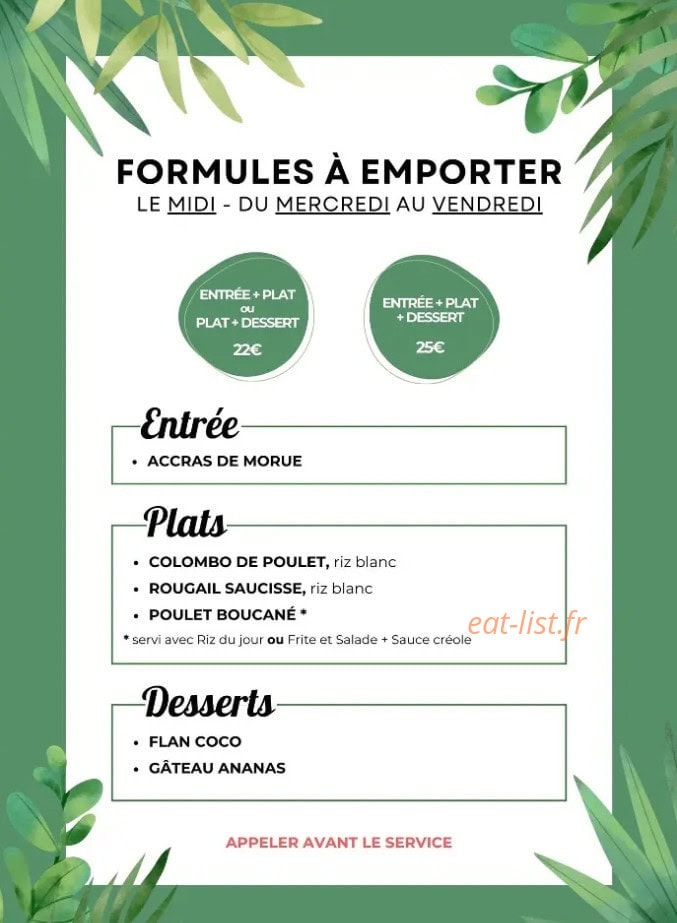 La Table Antillaise — carte page 4