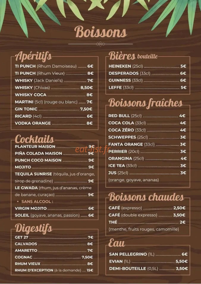 La Table Antillaise — carte page 5