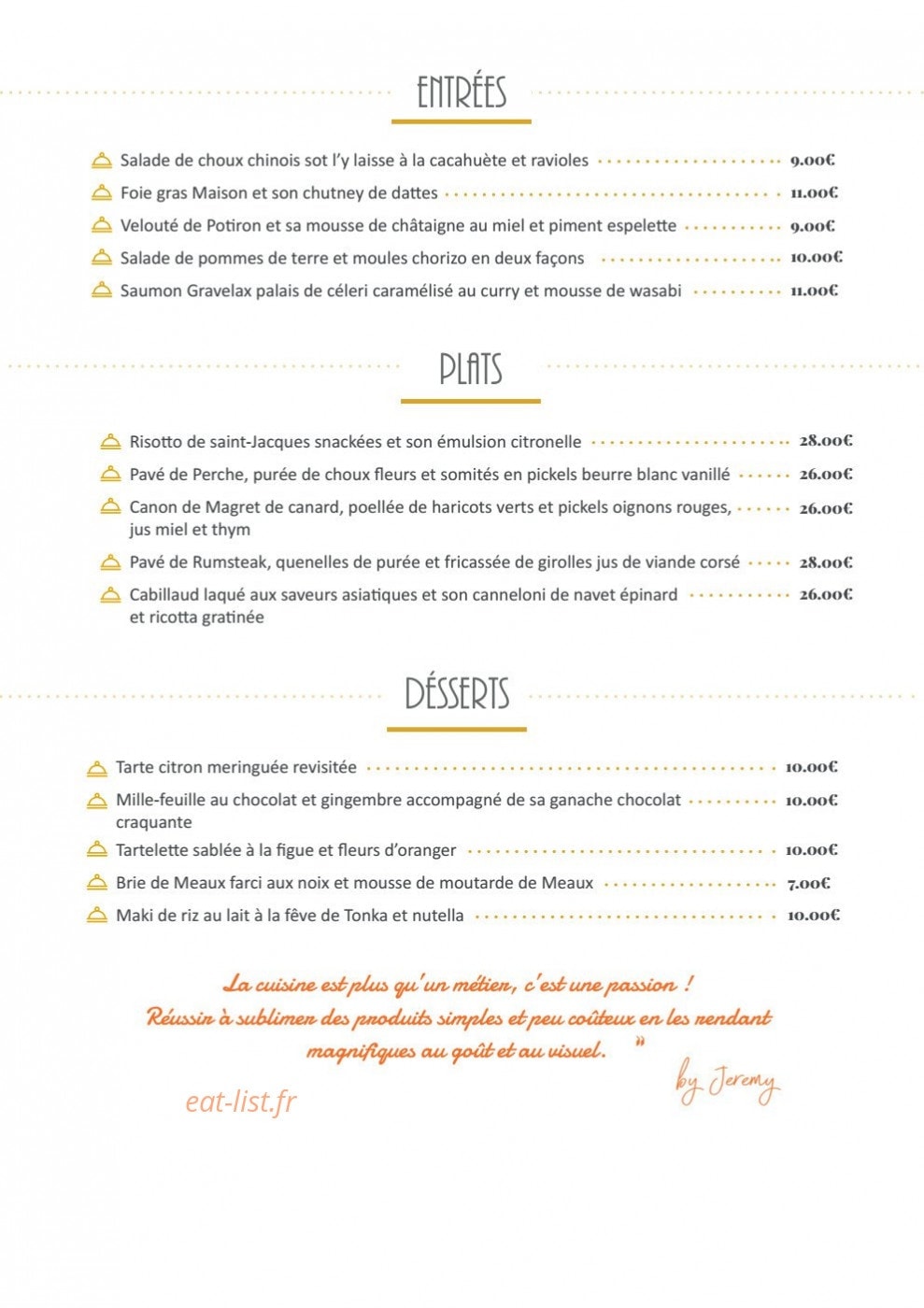 La Toile du Chef — carte page 2