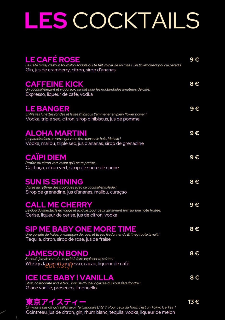 Le Café Rose — carte page 3