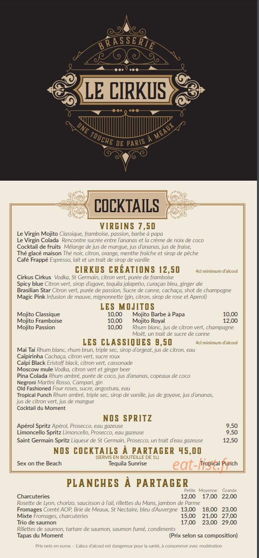 Le Cirkus — carte page 3