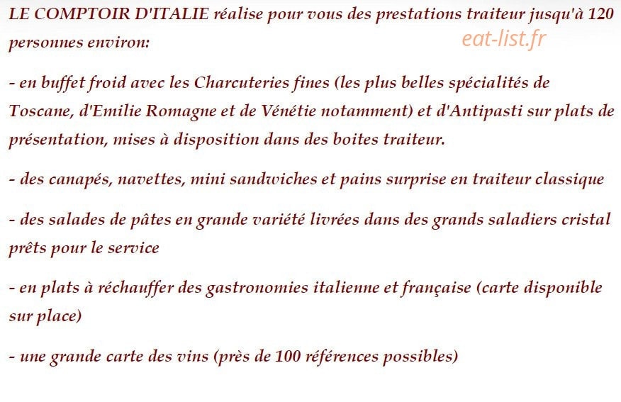 Le comptoir d'italie — carte page 1