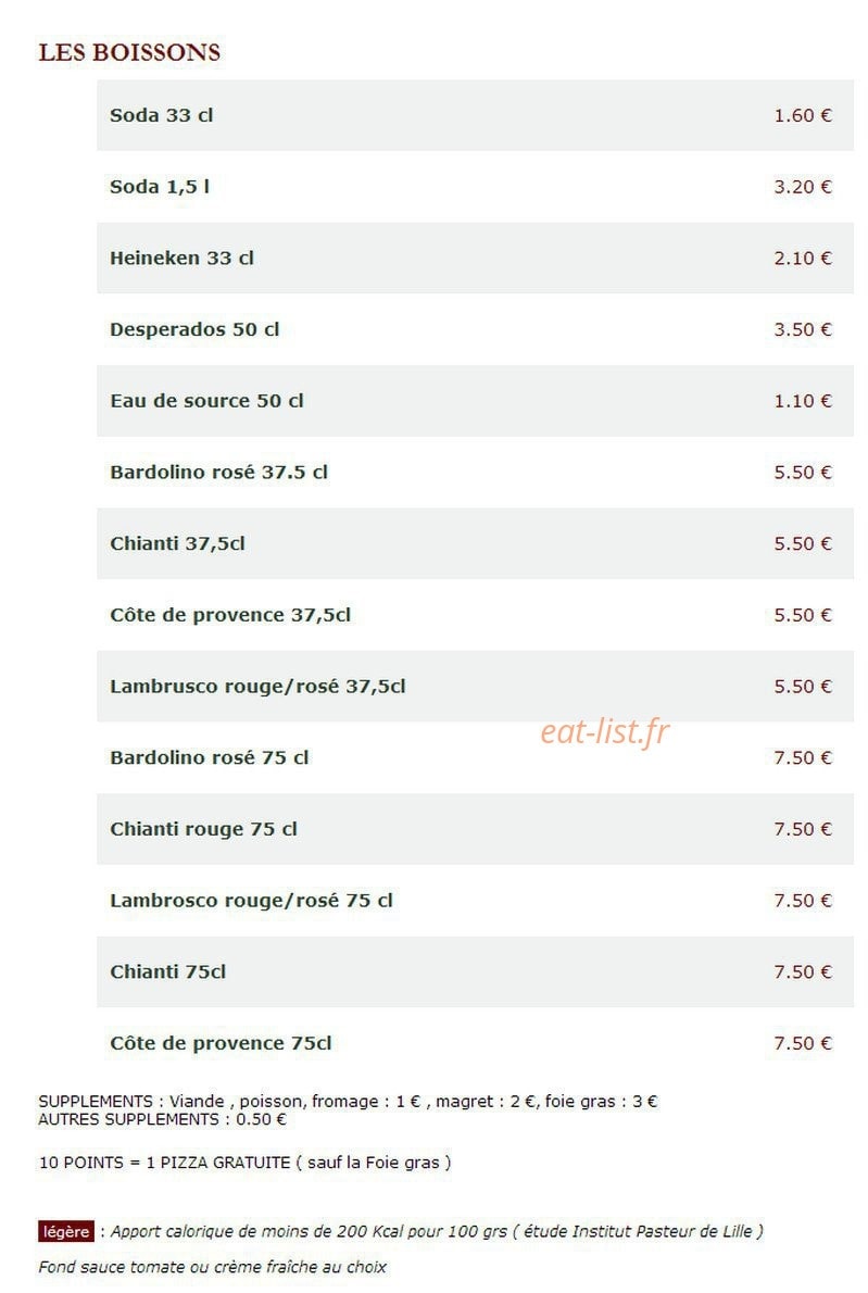Le Kiosque à Pizzas — carte page 3