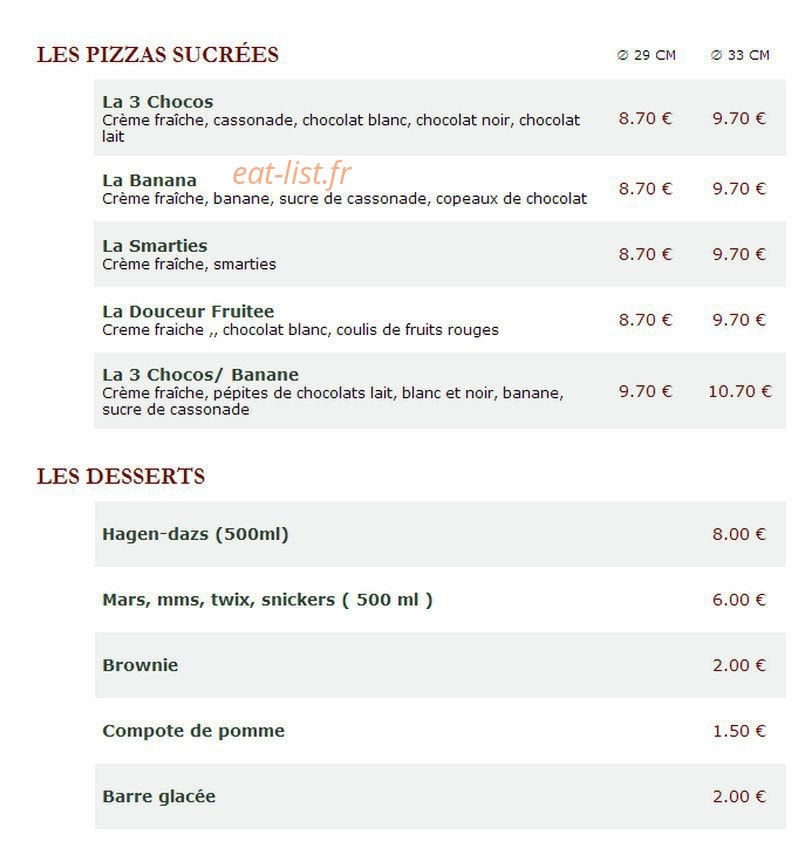 Le Kiosque à Pizzas — carte page 3