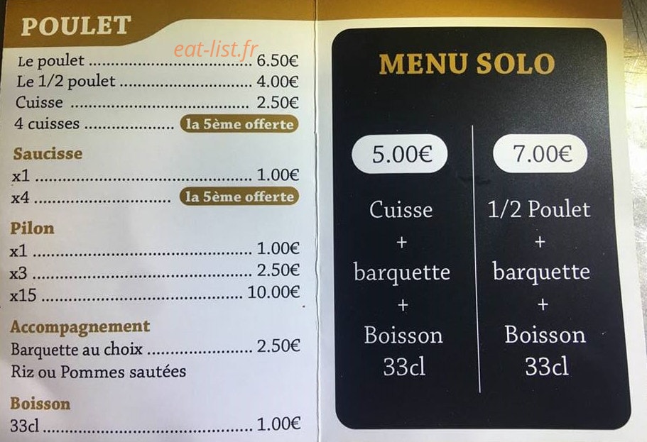 Poulet Club — carte page 1
