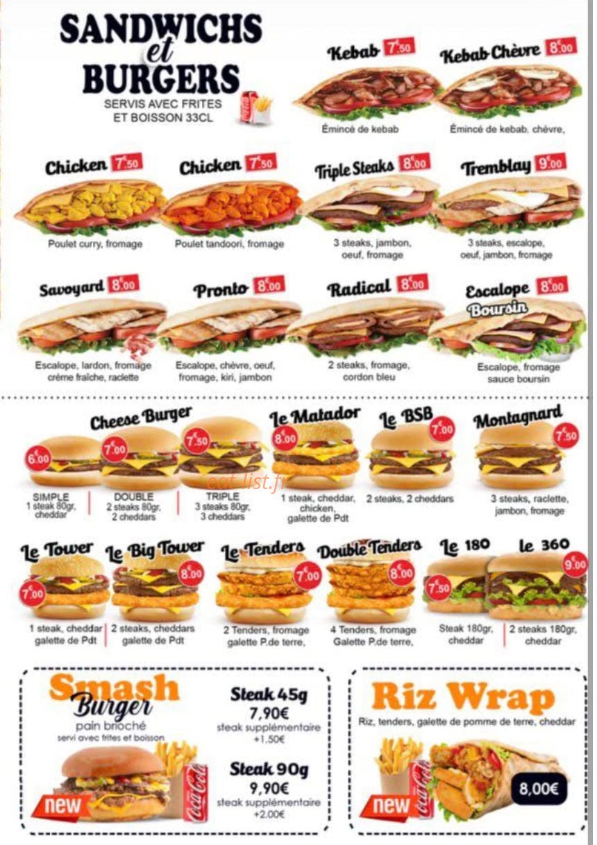 Carte et menu de Pronto Pizza à Meaux — Menu 4
