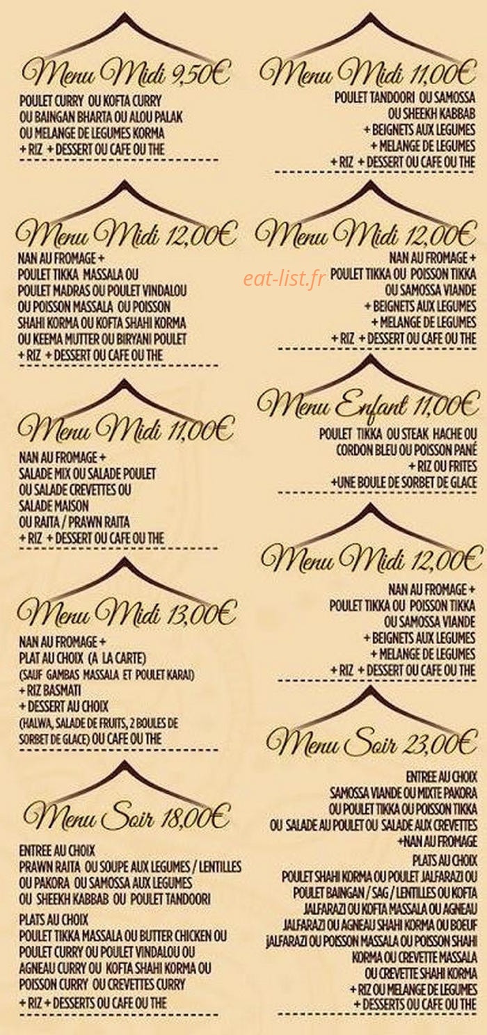 Restaurant Delhi — carte page 3