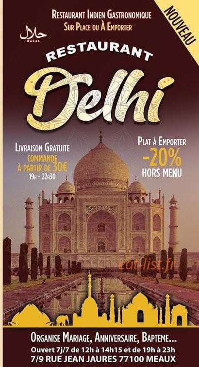 Restaurant Delhi — carte page 1