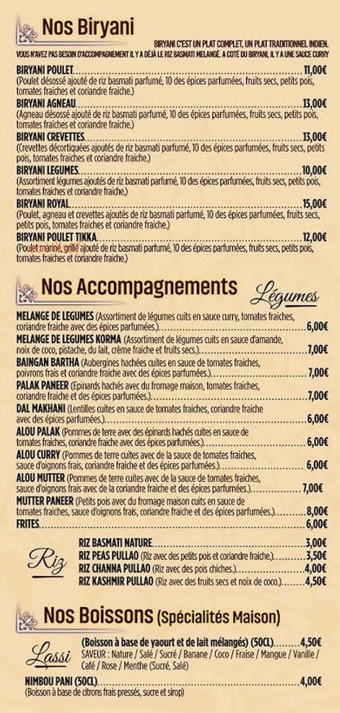 Restaurant Delhi — carte page 2