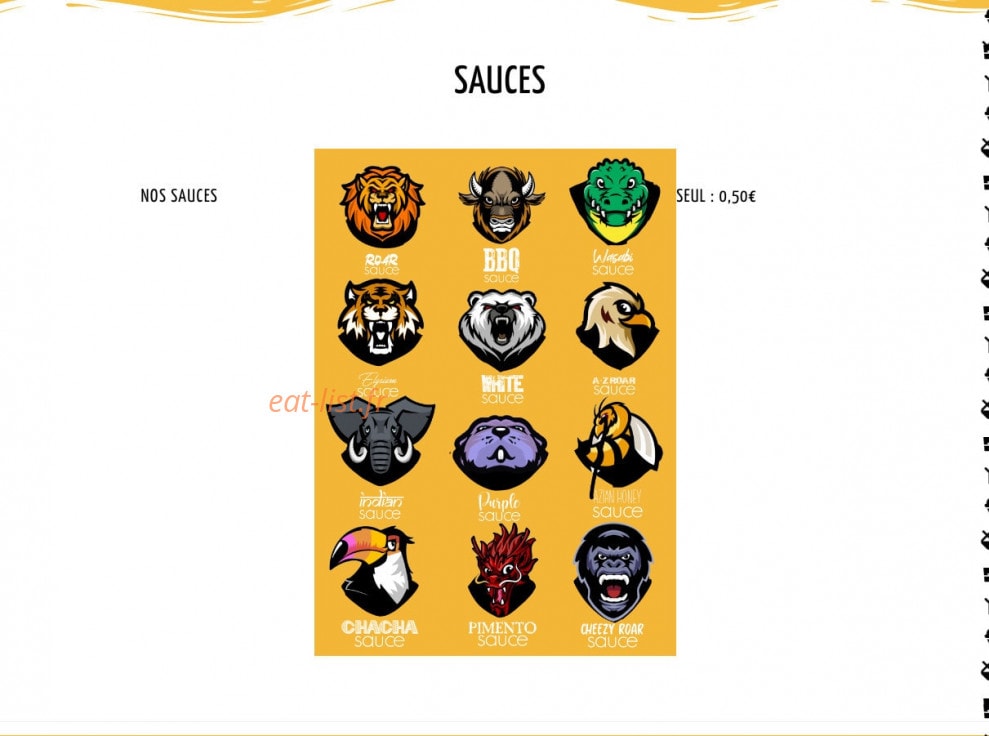 Roar Burger — carte page 5