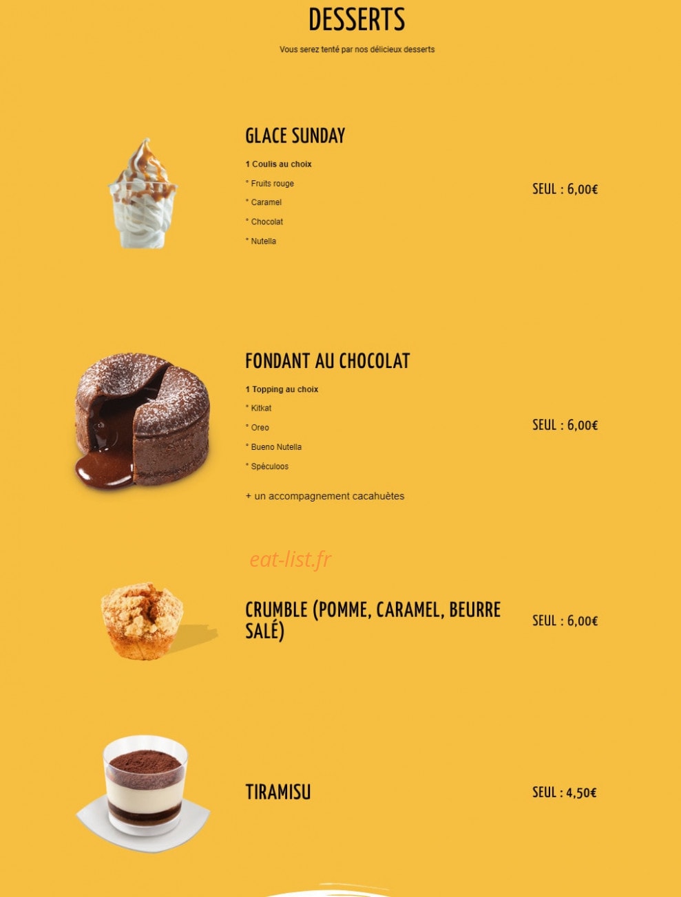 Roar Burger — carte page 4