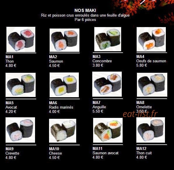 Sushi Kokiyo — carte page 9