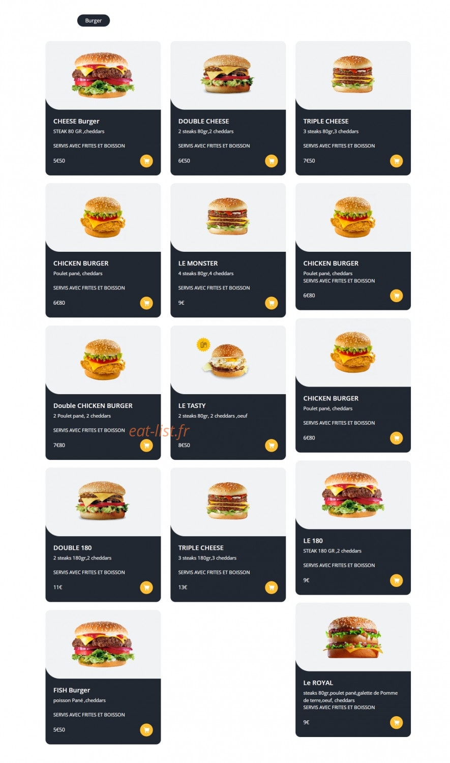 Tasty Food — carte page 1
