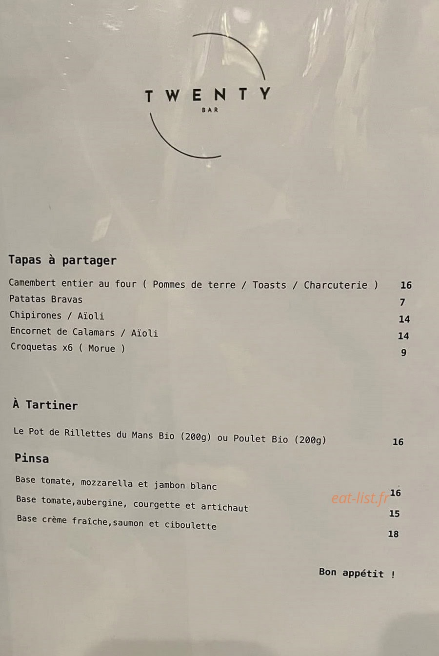 Twenty Bar — carte page 2