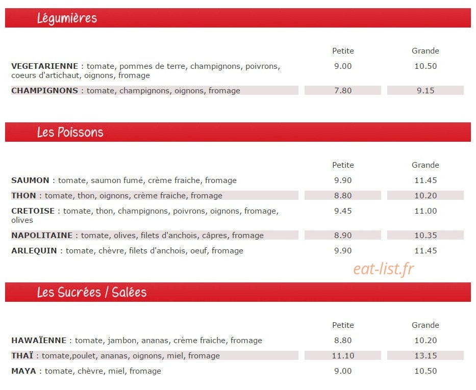 Pizza Mania — carte page 3