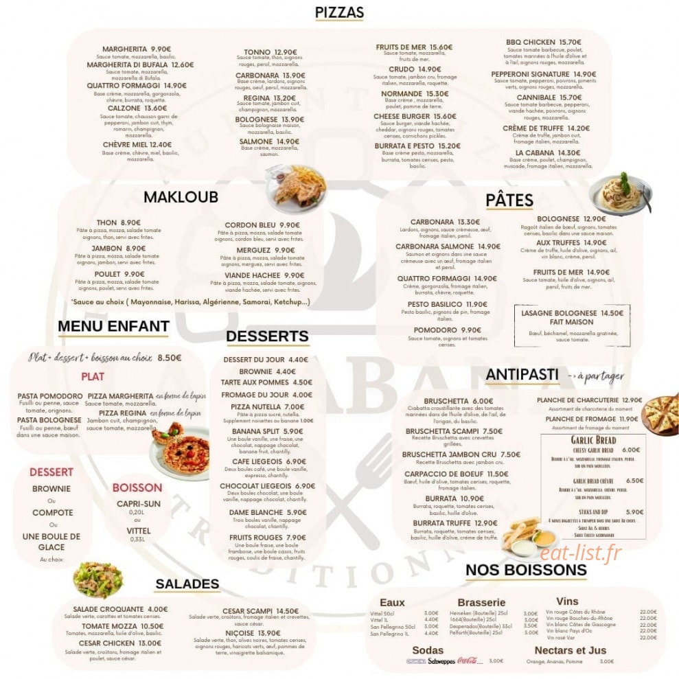 La Cabana — carte page 1