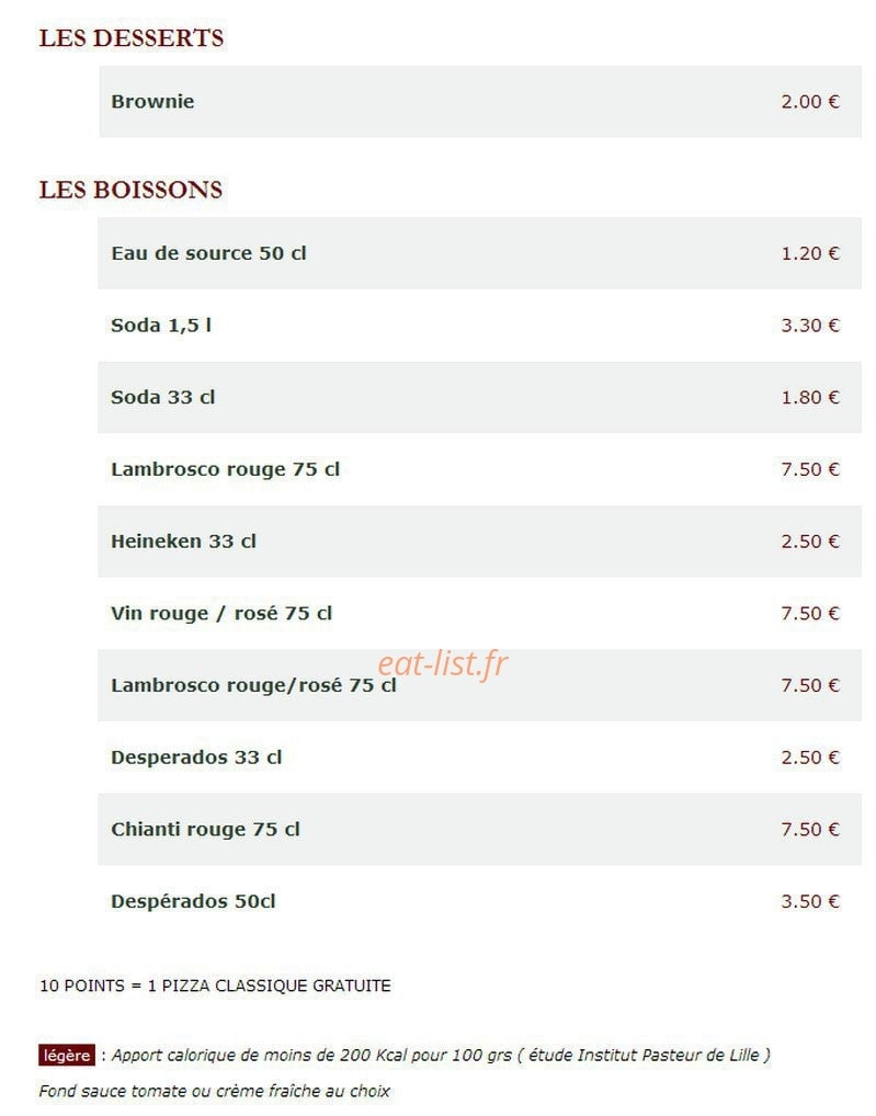 Le Kiosque à Pizzas — carte page 2