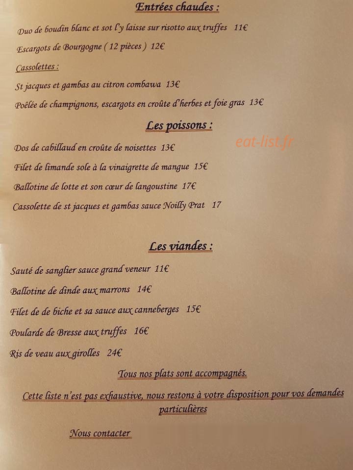 Restaurant Atmosphère — carte page 2