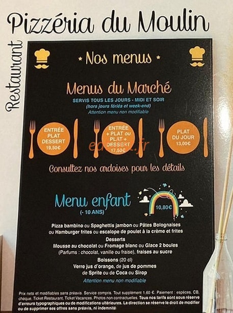 Restaurant Pizzeria du Moulin — carte page 8