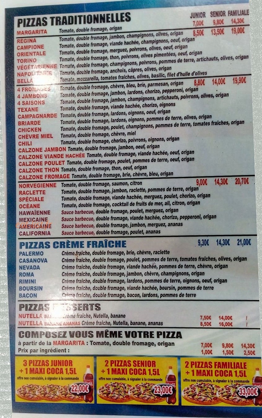 Rond D'or Pizza — carte page 3