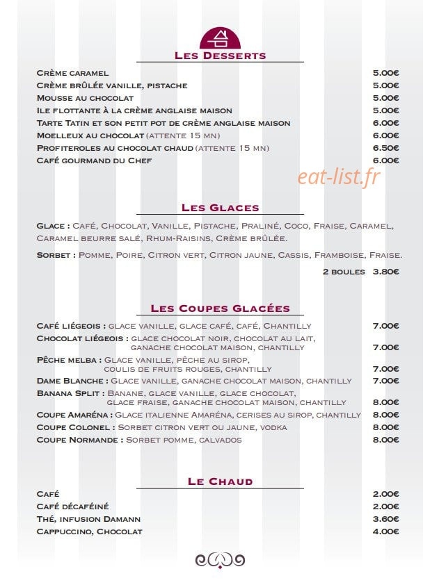 La Chaumière — carte page 8