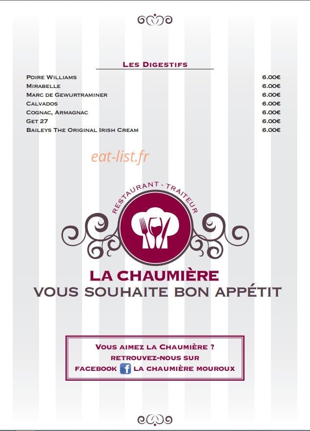 La Chaumière — carte page 12