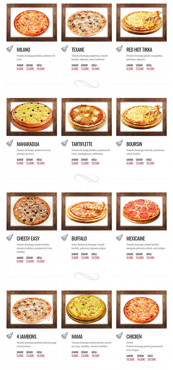Pizza food — carte page 2