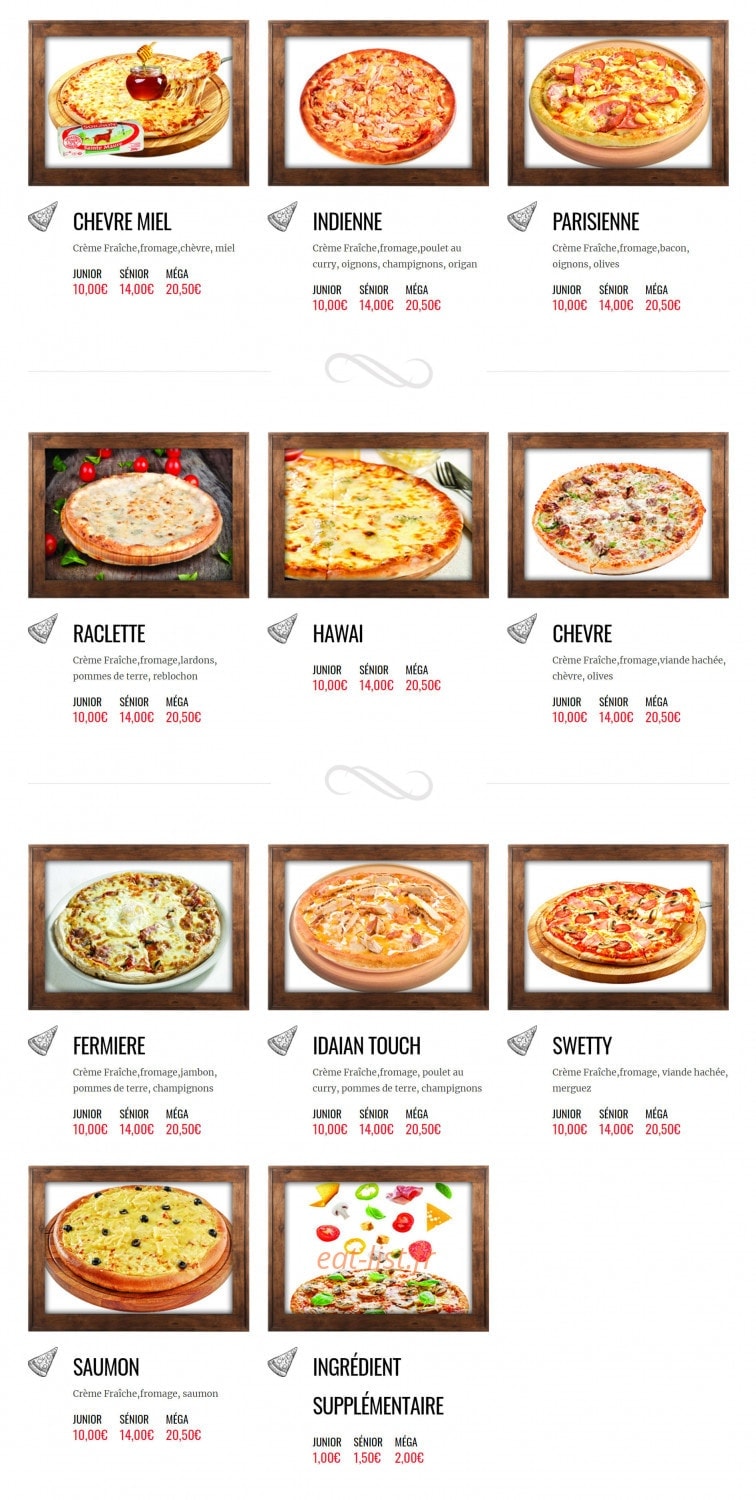 Pizza food — carte page 3