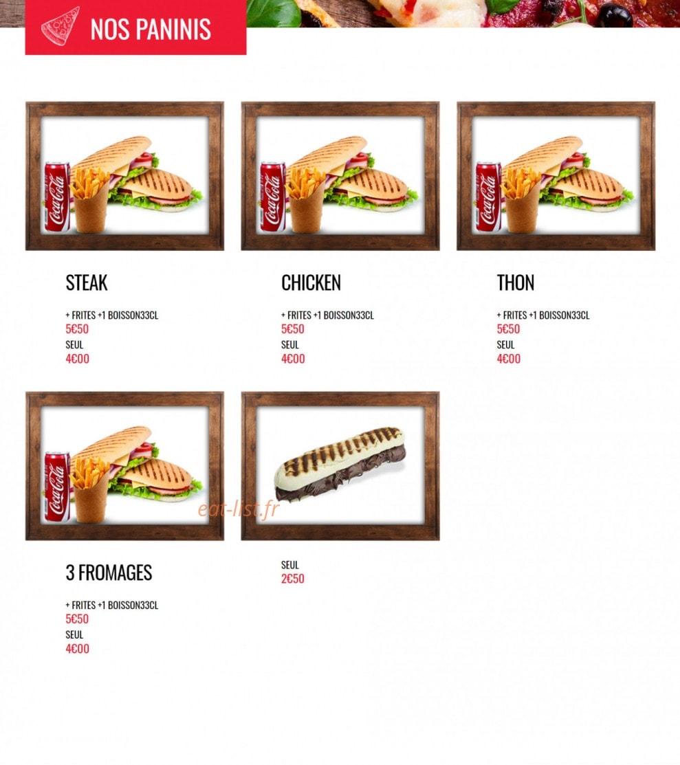 Pizza food — carte page 7