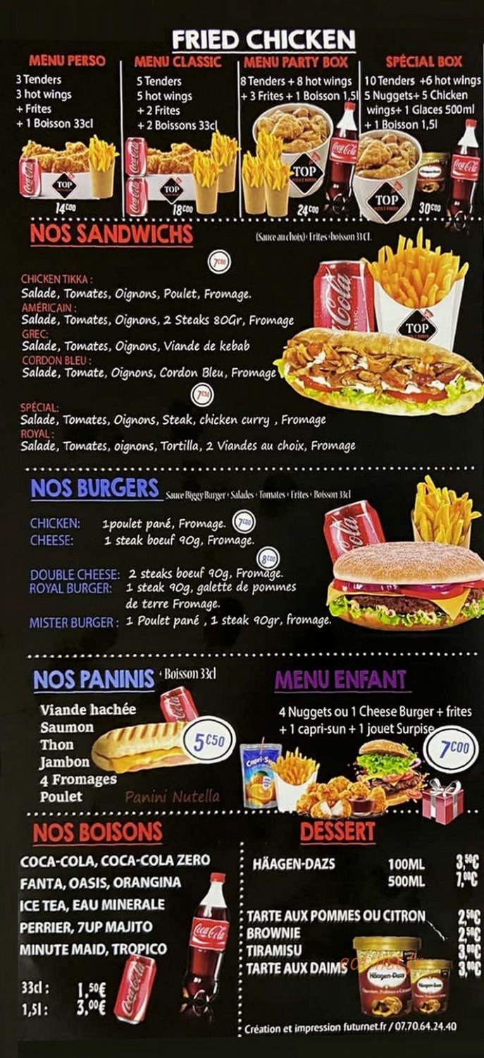 Top pizza — carte page 3