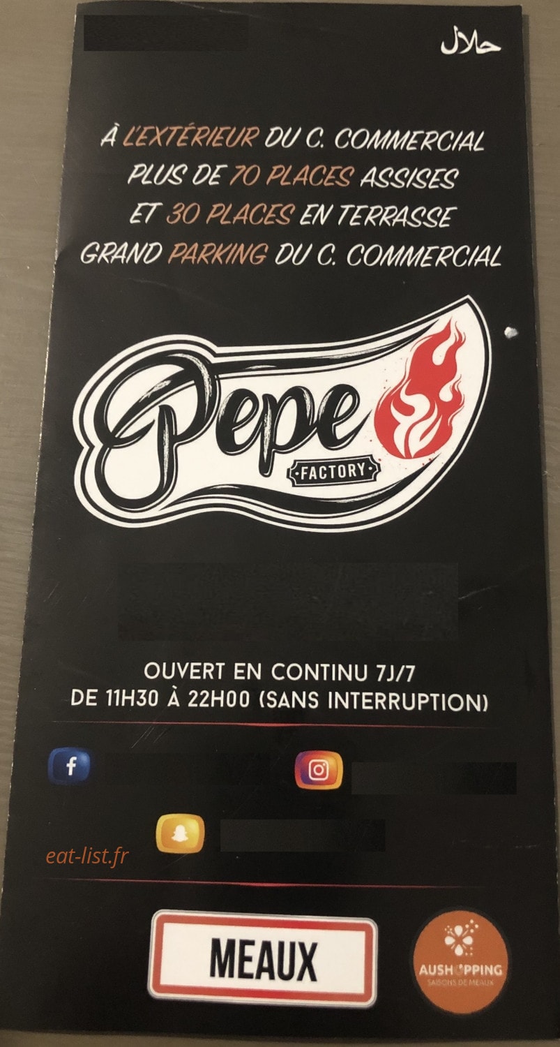 Pepe Factory — carte page 1