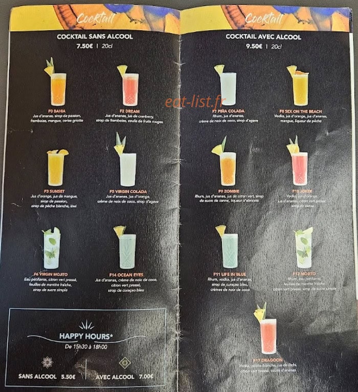 Carte et menu de Katori à Lieusaint — Cocktails