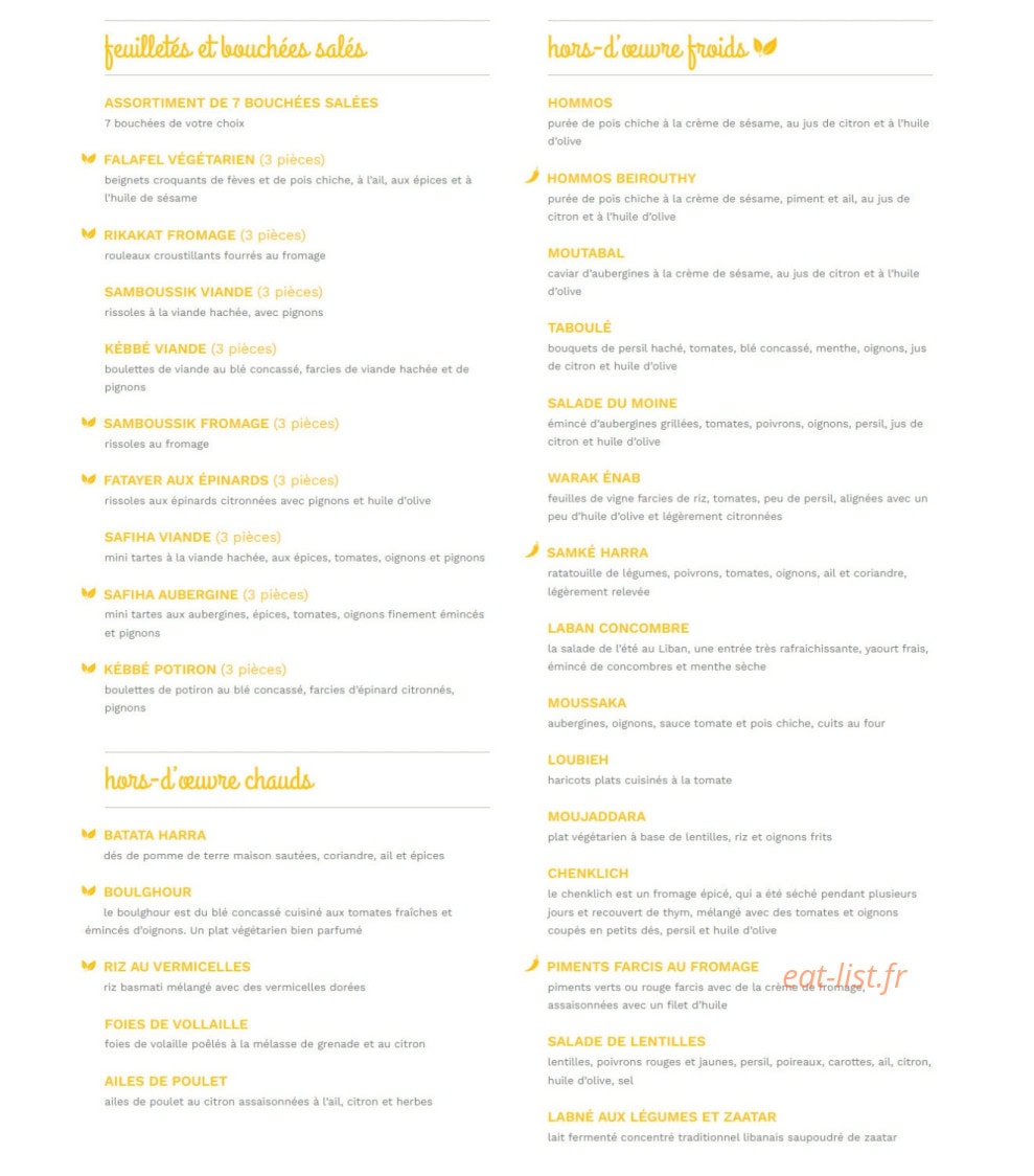 La cantine libanaise — carte page 1