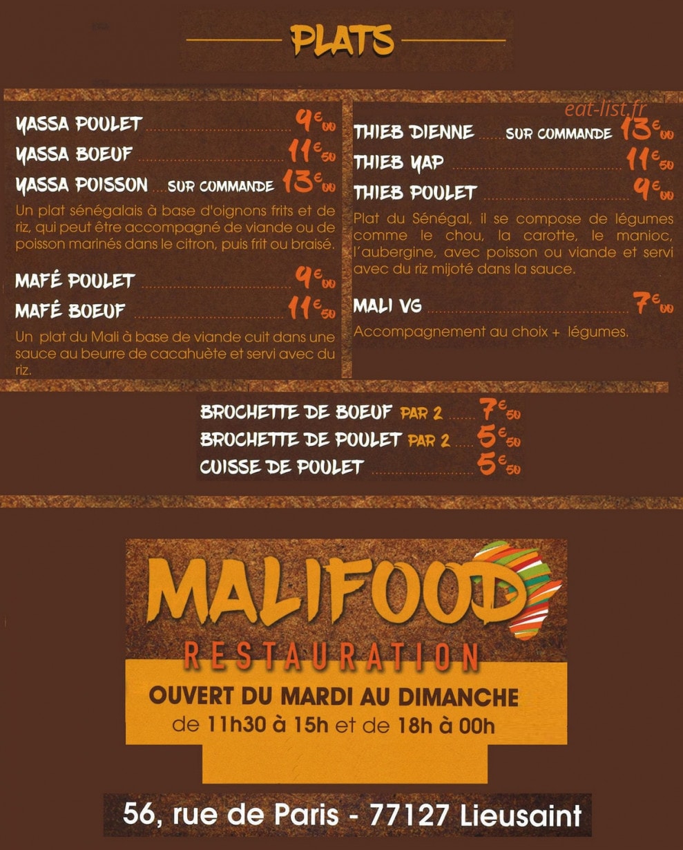 Malifood — carte page 2