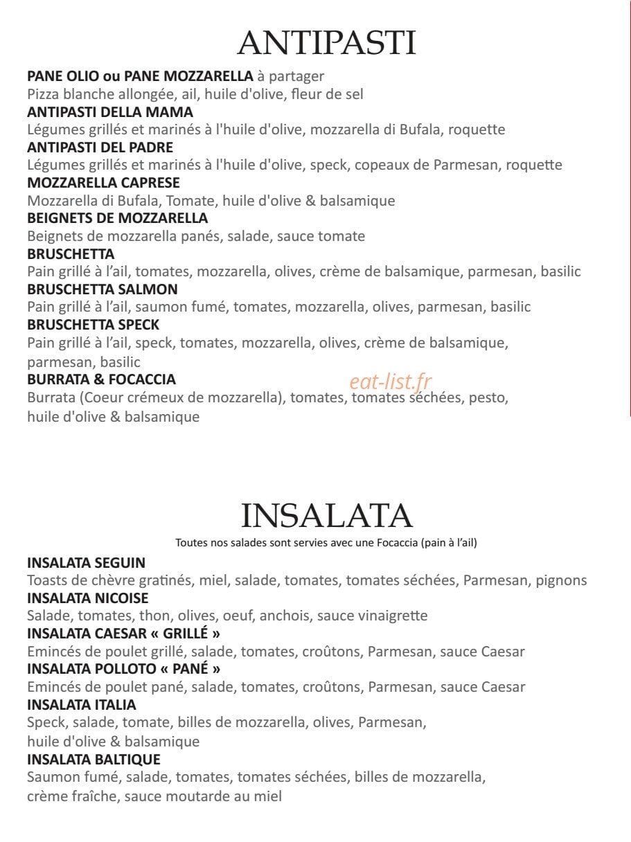 Mama Kitchen — carte page 1