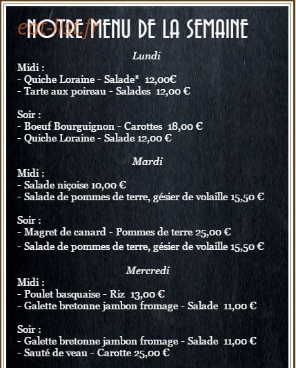 Mamie Cuisine — carte page 1
