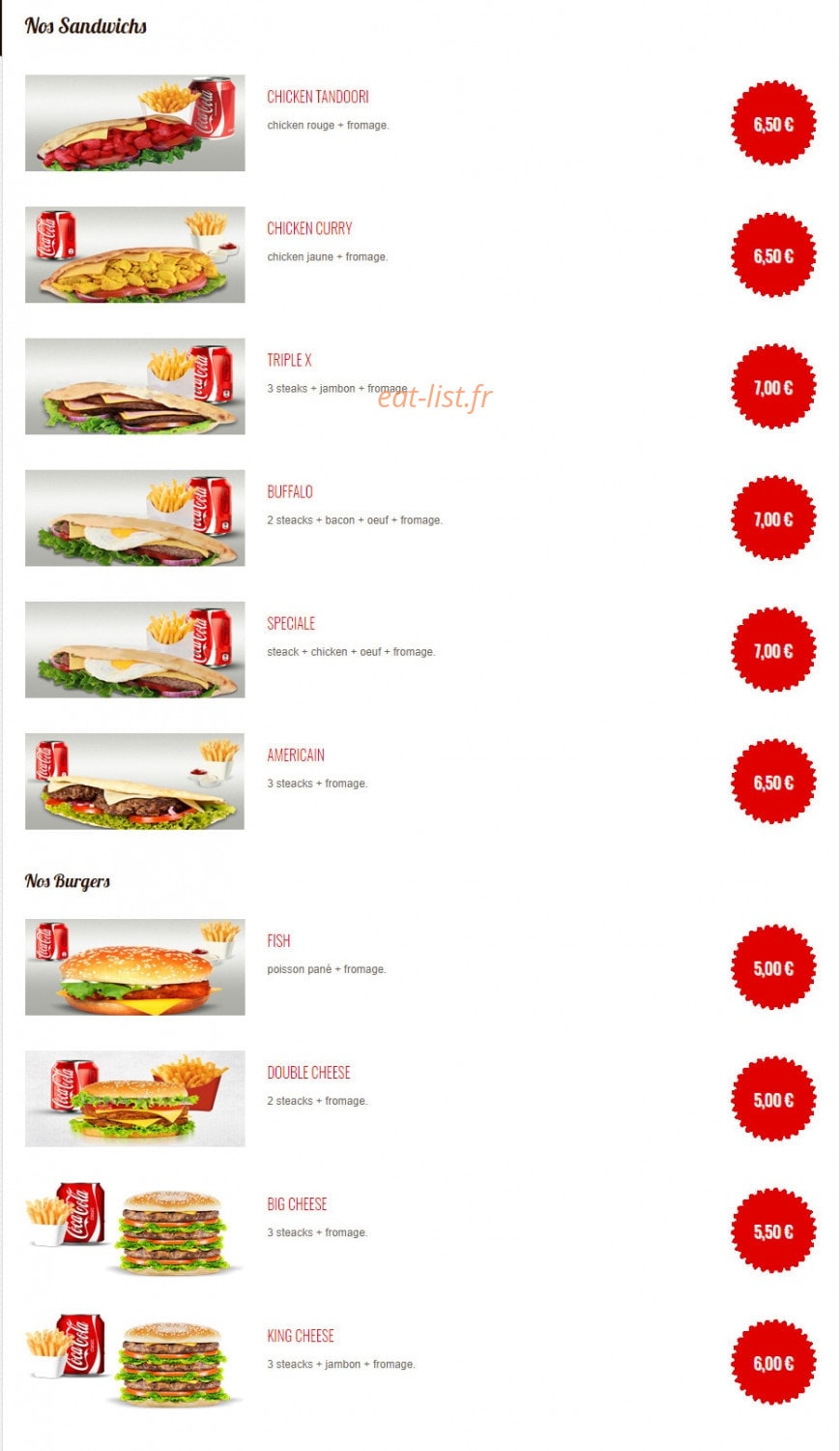 Mister Pizza — carte page 5