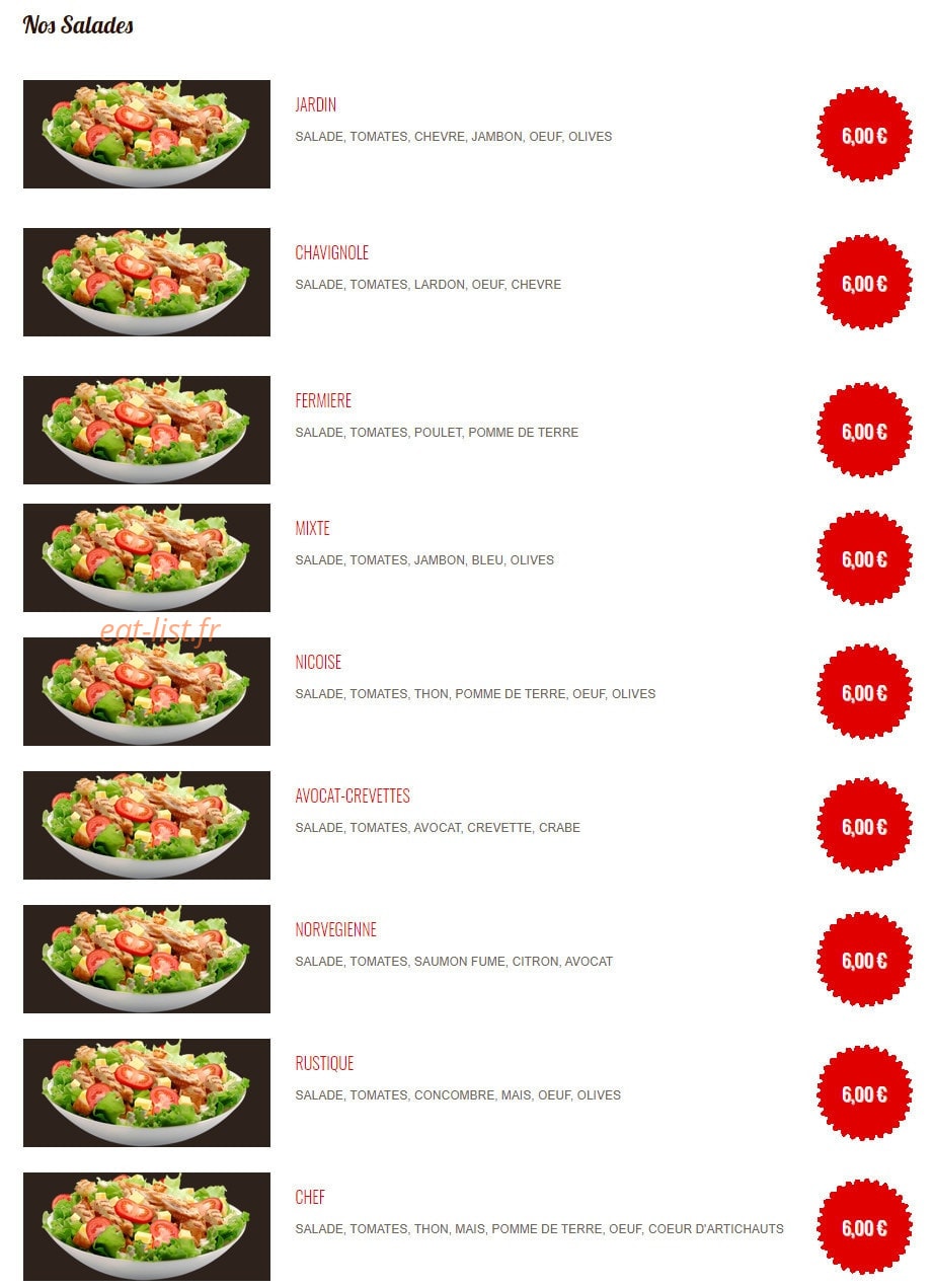Mister Pizza — carte page 6