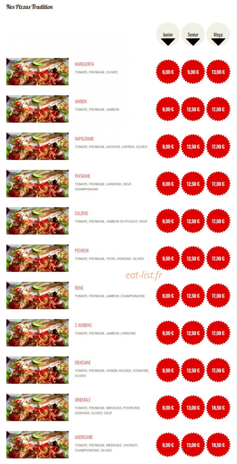 Mister Pizza — carte page 2