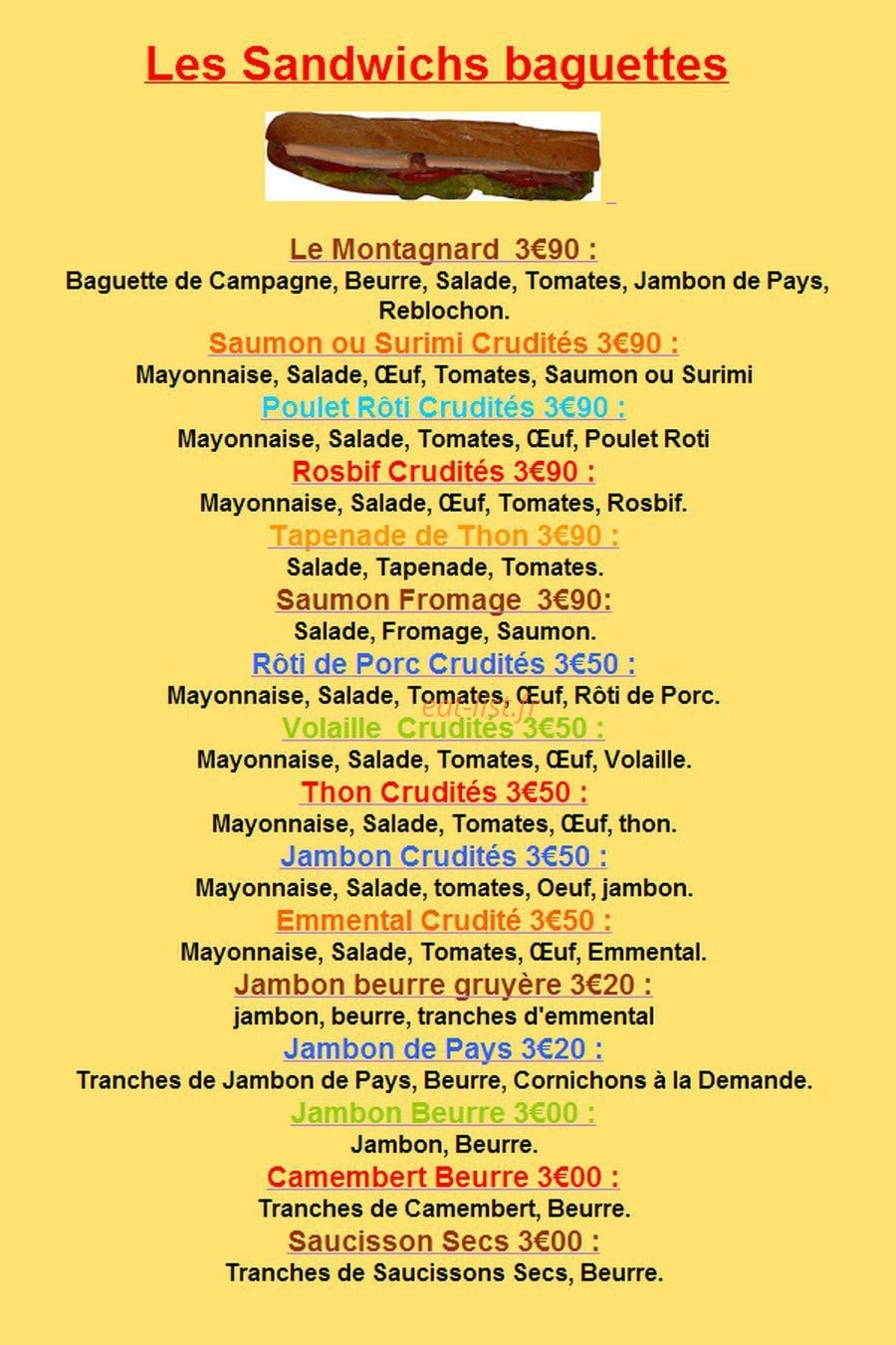 Pains et Viennoiseries — carte page 1