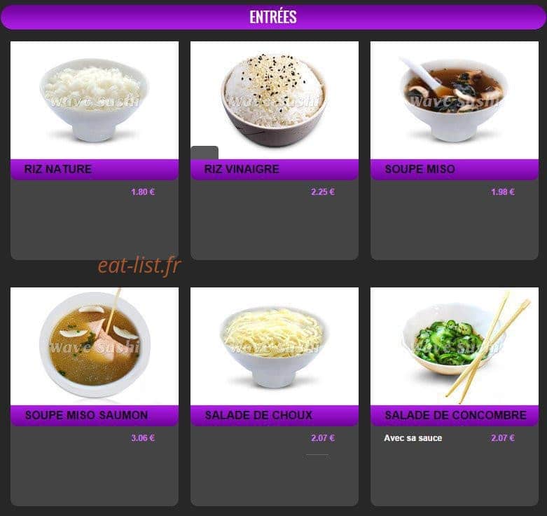 Wave Sushi — carte page 1