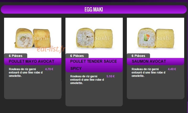 Wave Sushi — carte page 6