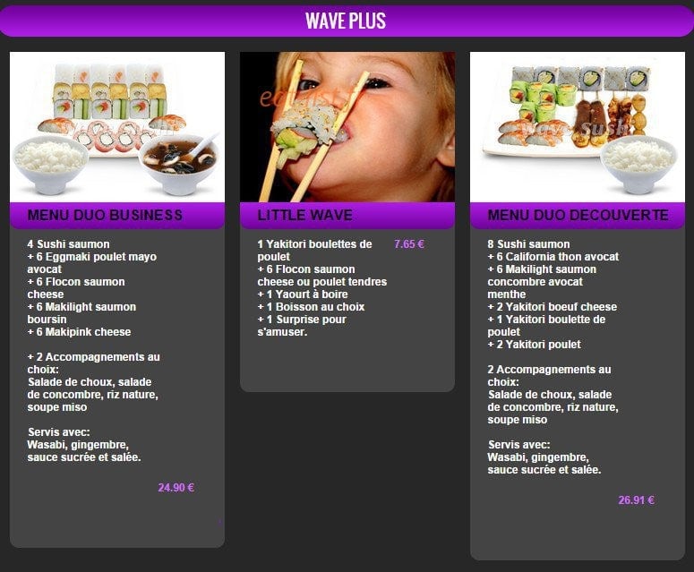Wave Sushi — carte page 26